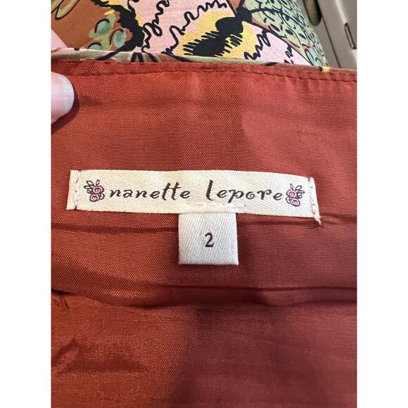 Nanette Lepore Women's Silk Floral Flowy Skirt Copper Brown Earthy Boho Size 2 - Picture 9 of 11
